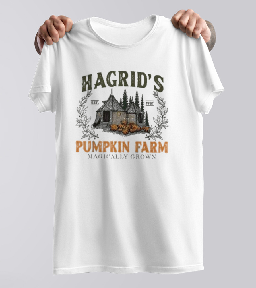 Hagrid's Est. 1981 Pumpkin Farm Magically Grown Halloween Cabin And Pumpkins T-Shirt