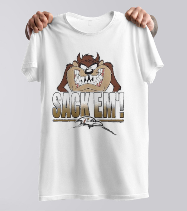 Looney Tunes Taz Sack Em Baltimore Ravens T-Shirt