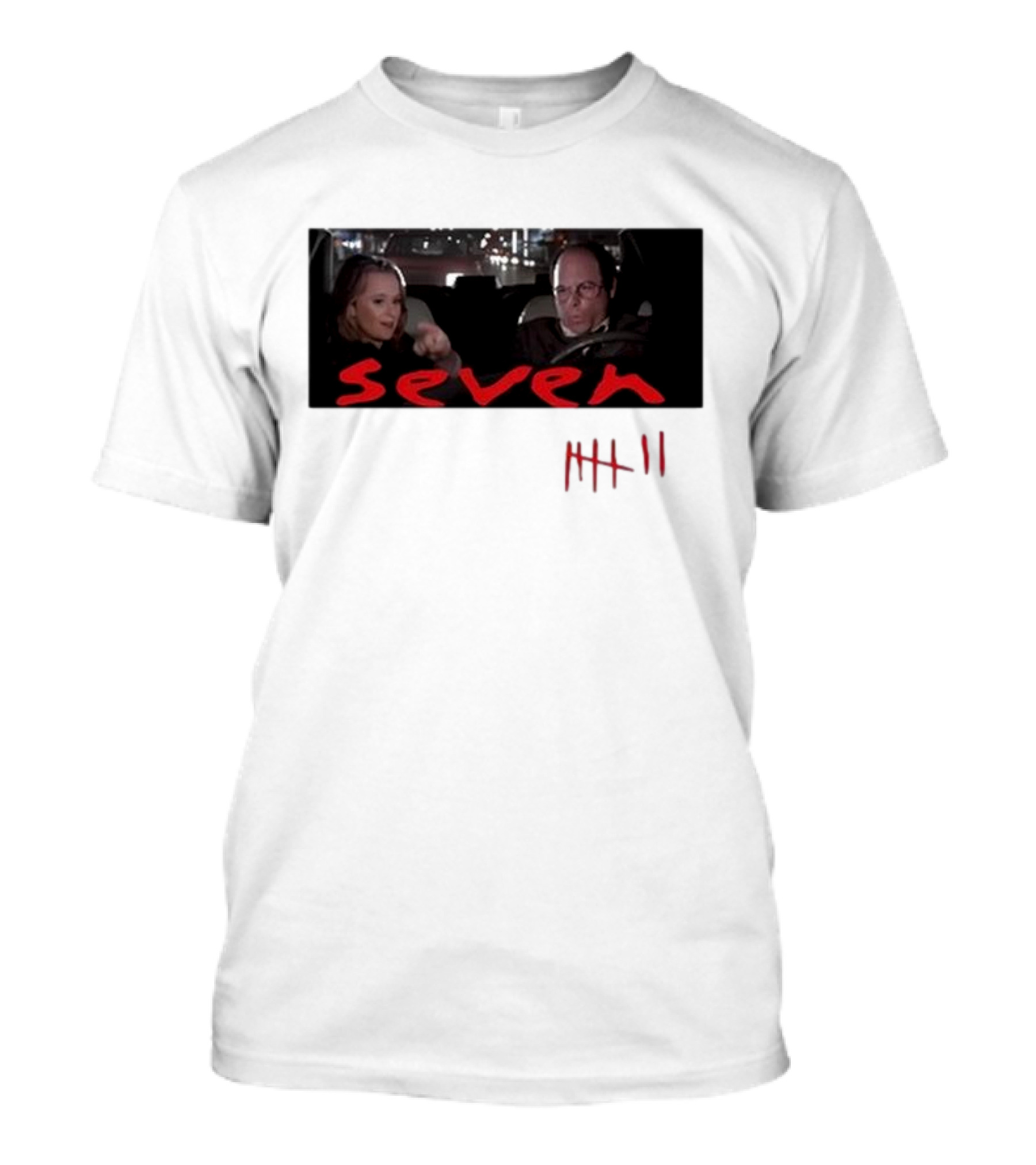 Seven Seinfeld Car Scene Tally Marks Movie Spoof T-Shirt