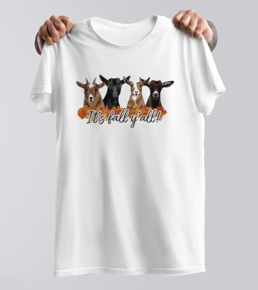 Katie Van Slyke It's Fall Y'all With Goats And Autumn Leaves T-Shirt