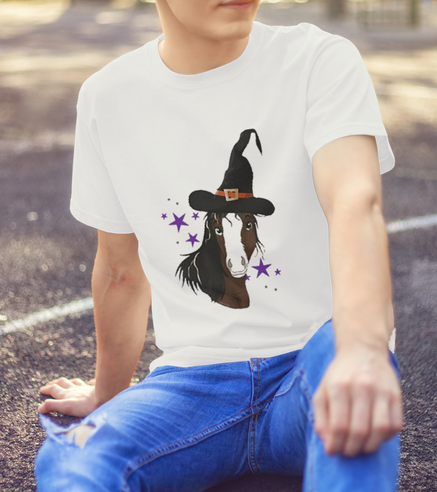 Katie Van Slyke Mini Witch Horse With Stars T-Shirt