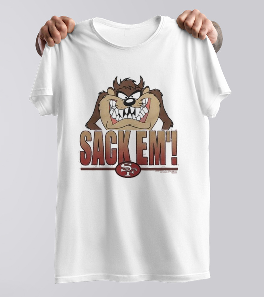 Looney Tunes Taz Sack Em’ San Francisco 49ers SF T-Shirt