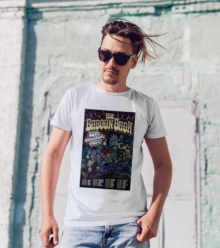 The Baboon Show 20th Anniversary Party Concert Tour Dates 2025 With Train And Stars T-Shirt