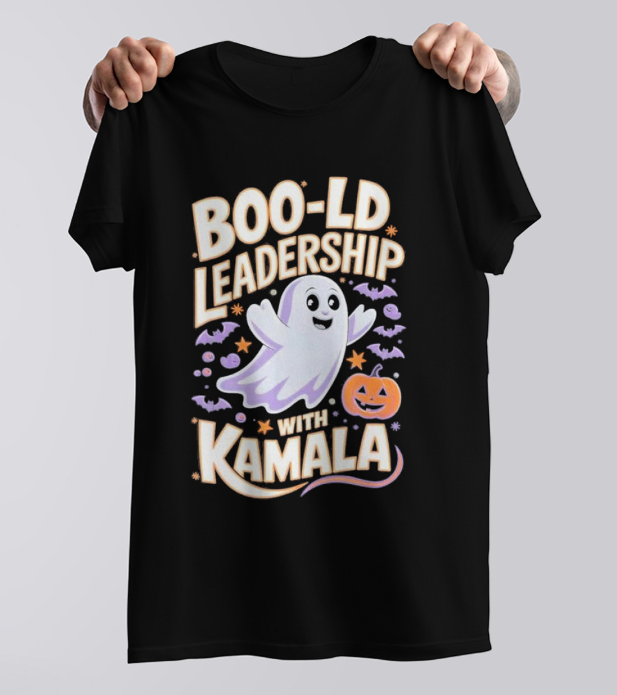 Boo-ld Leadership With Kamala Ghost Halloween Pumpkin Bats T-Shirt