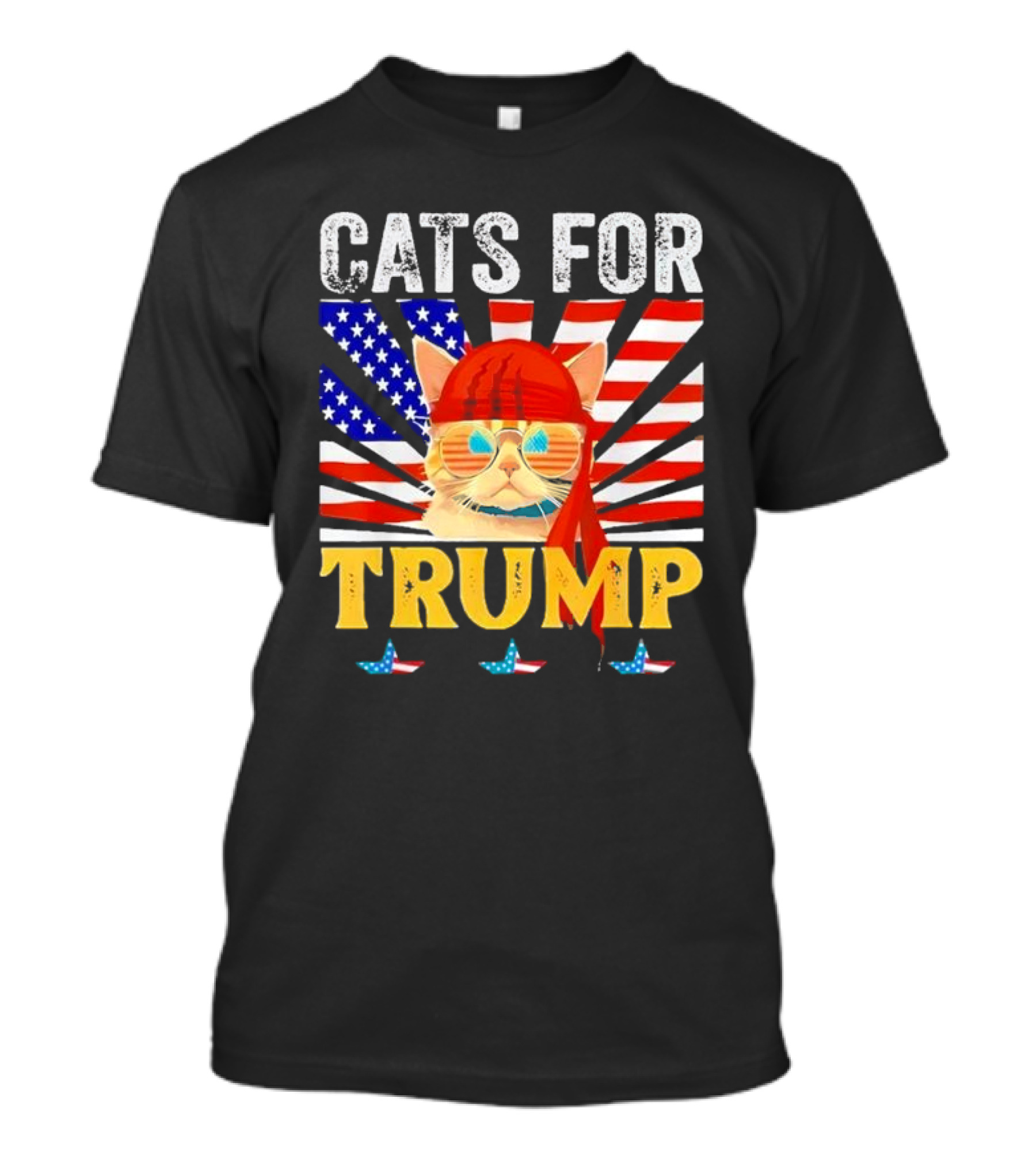 Cats For Trump 2024 Funny American Flag Bandana Sunglasses T-Shirt