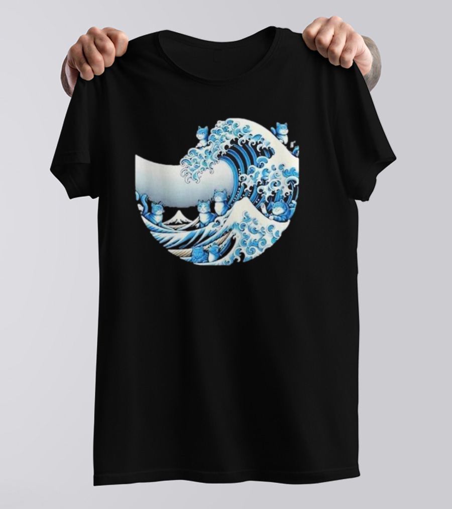 Wave Of Blue Cats In Great Wave Style For Kamala T-Shirt