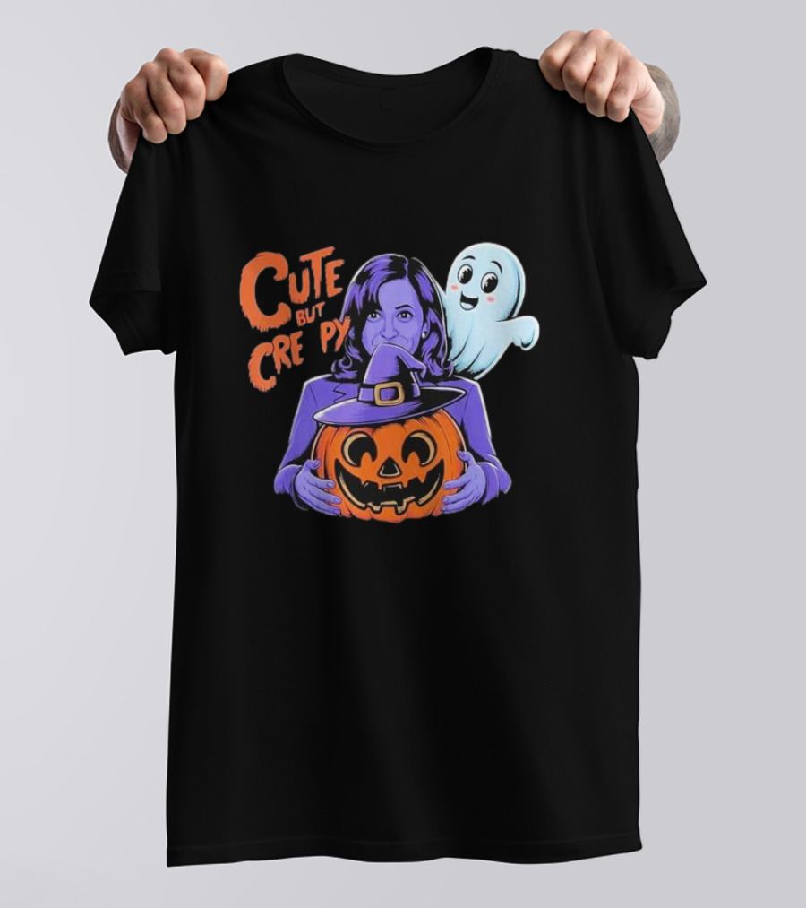 Cute But Creepy Halloween Kamala Harris Pumpkin Ghost T-Shirt