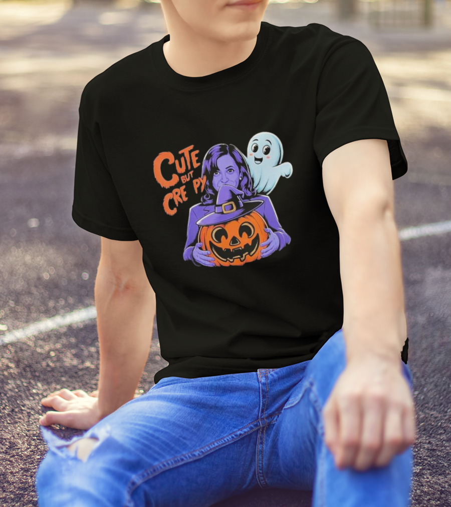 Cute But Creepy Halloween Kamala Harris Pumpkin Ghost T-Shirt