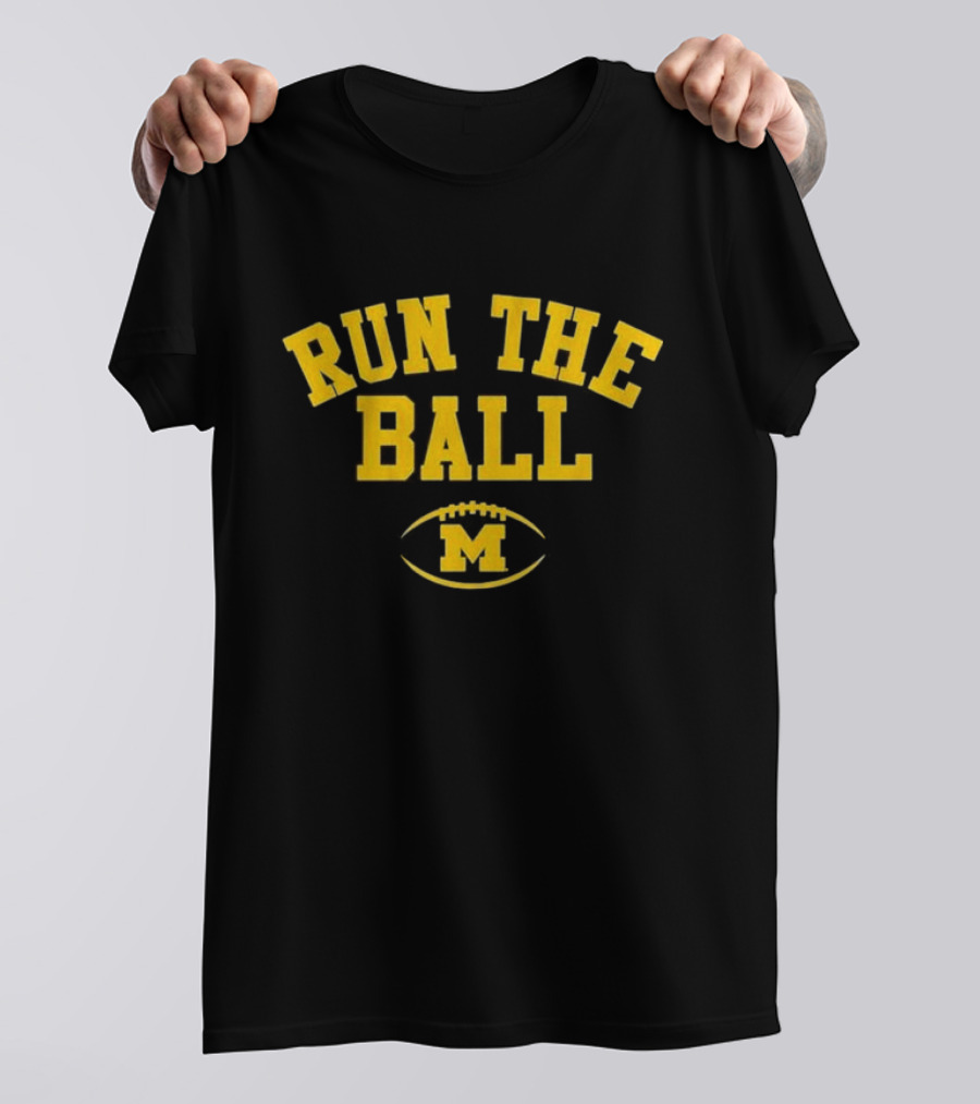 Michigan Wolverines Run The Ball Football M T-Shirt