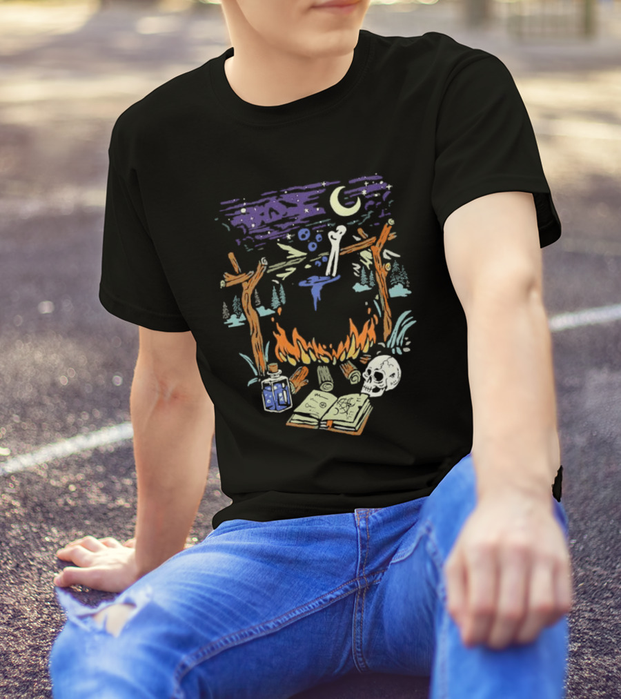 Mystic Brew Intotheam Moonlit Forest Ritual Potion And Skull T-Shirt
