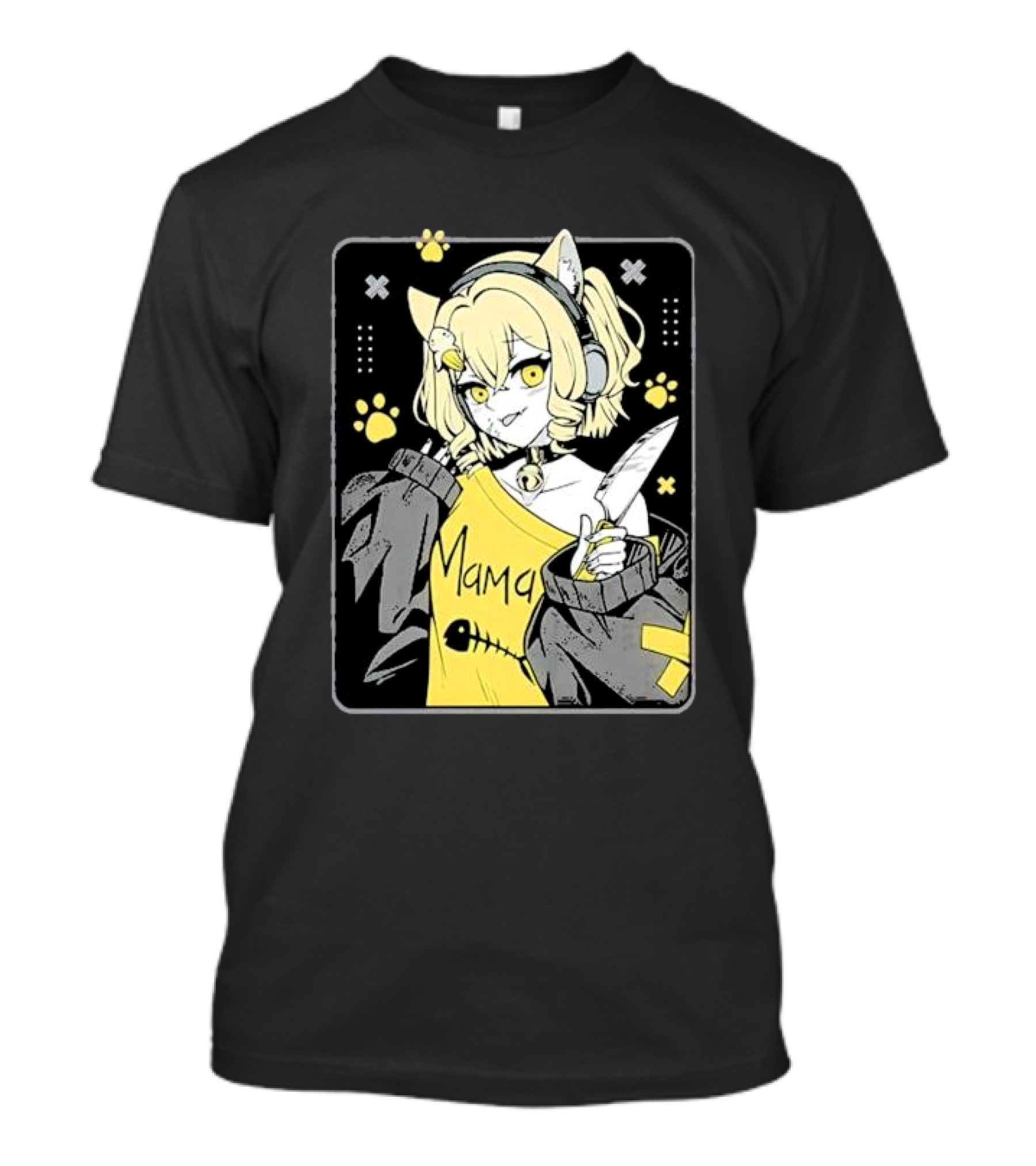 Nyana Banyana Brat Cat Mama Yellow-Eyed Cat Character Paws And Knife T-Shirt