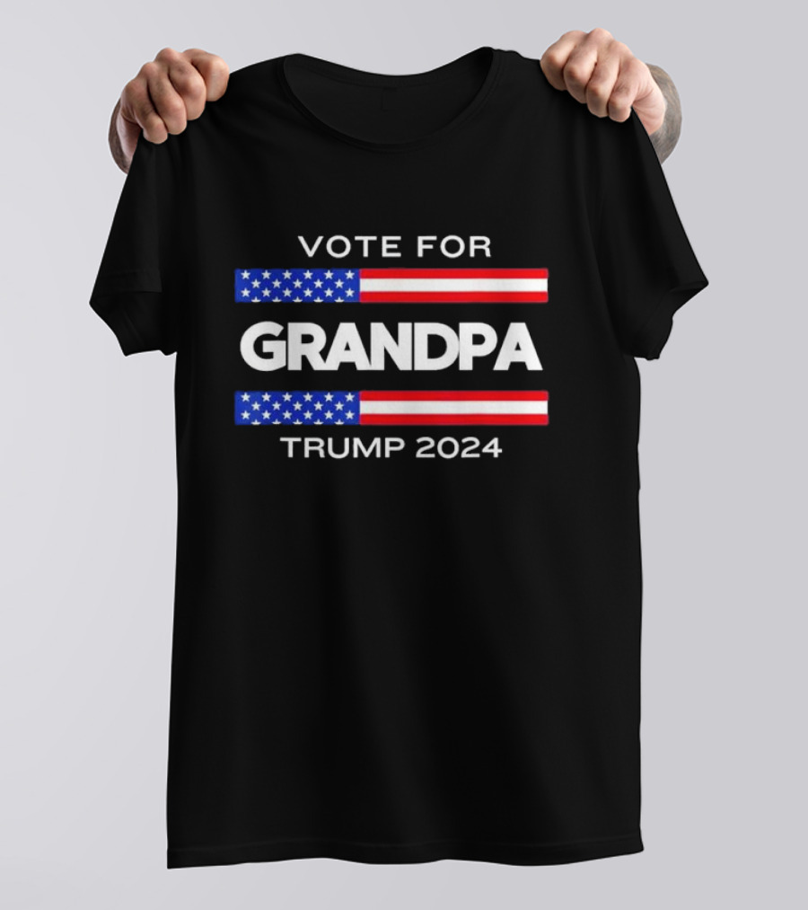 Vote For Grandpa Trump 2024 American Flag T-Shirt