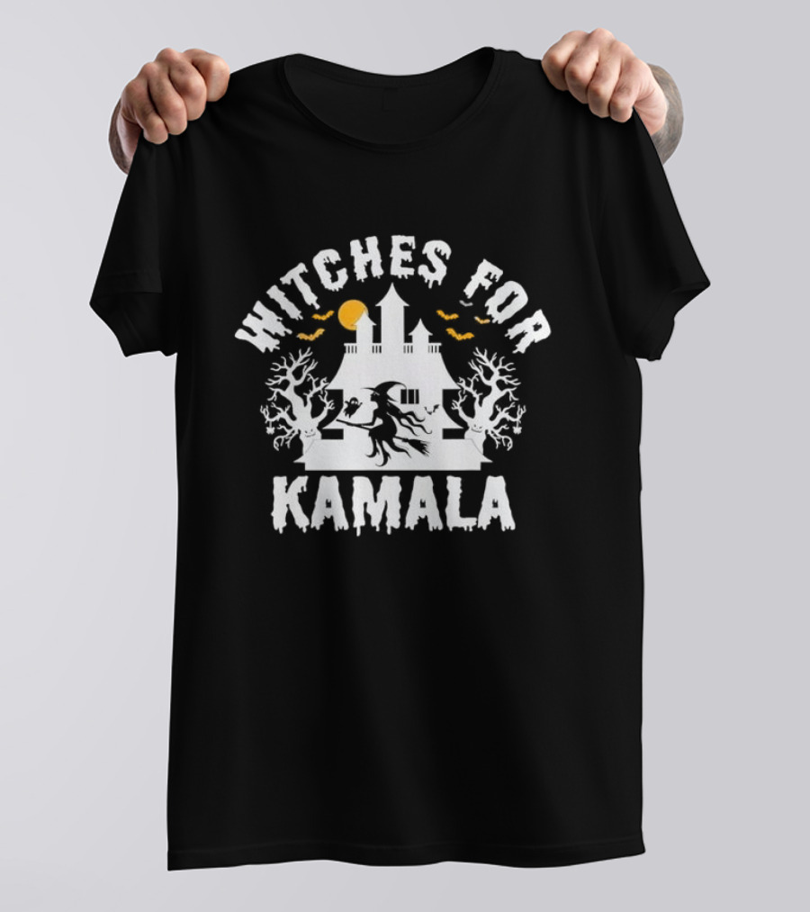 Witches For Kamala Halloween Haunted House Bats Moon T-Shirt