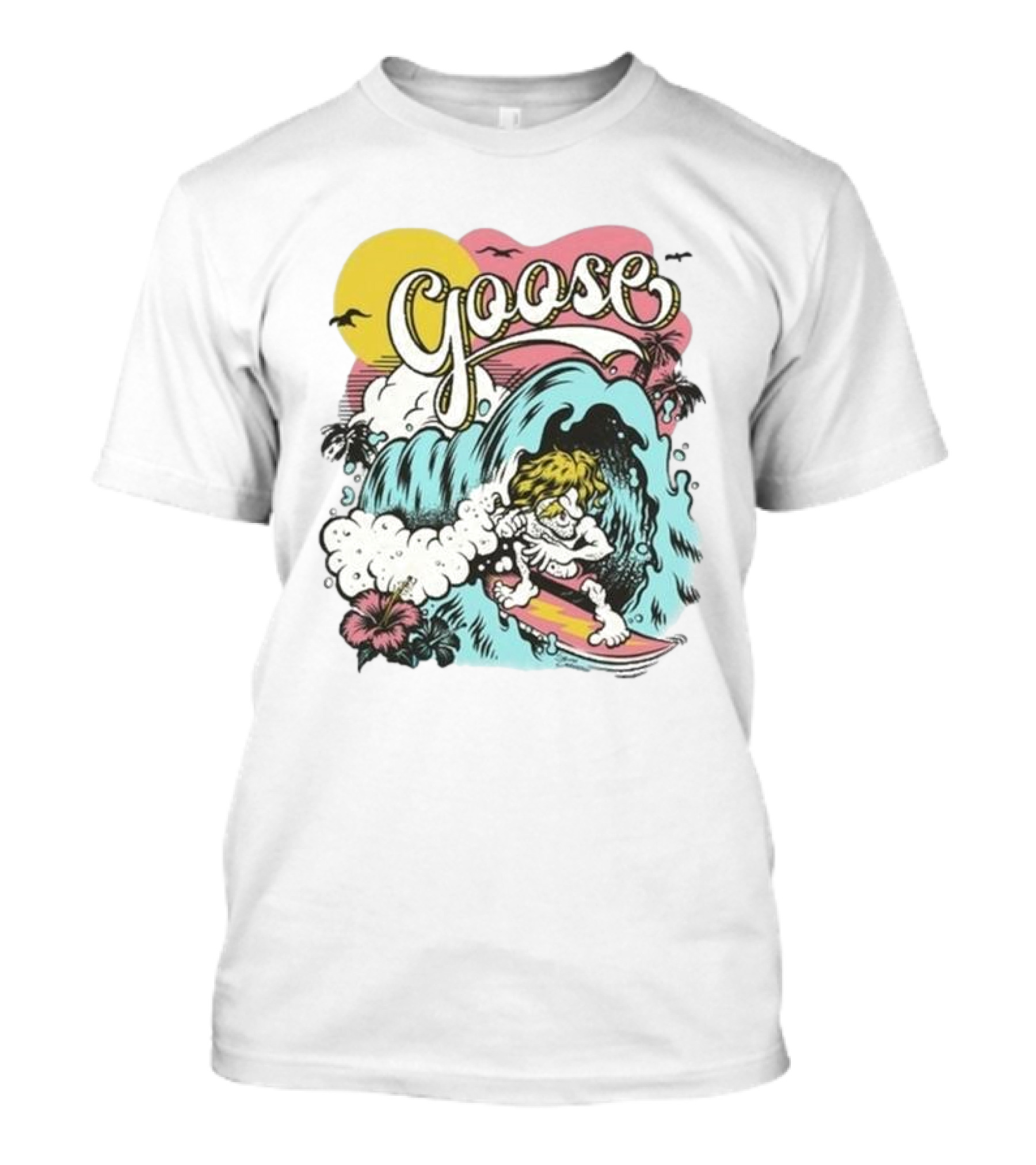 Goose San Diego Tour Surfing September 26 2024 California Waves And Palm Trees T-Shirt