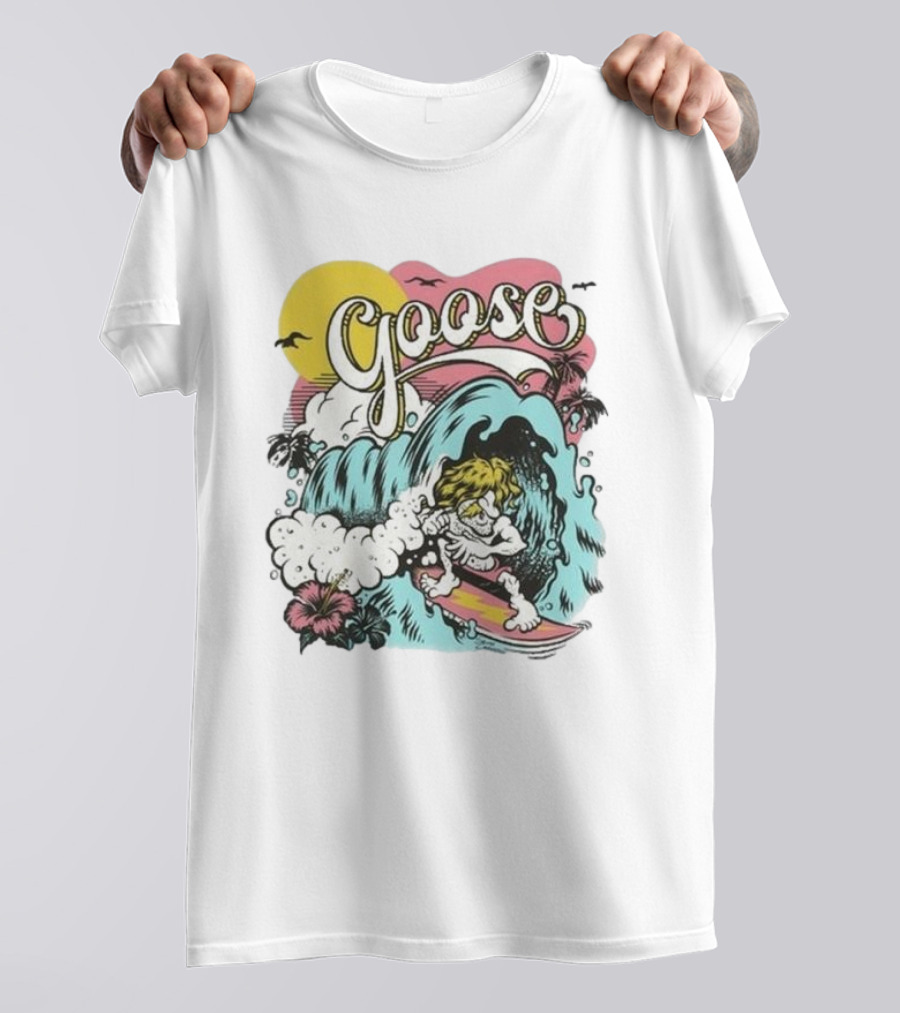 Goose San Diego Tour Surfing September 26 2024 California Waves And Palm Trees T-Shirt