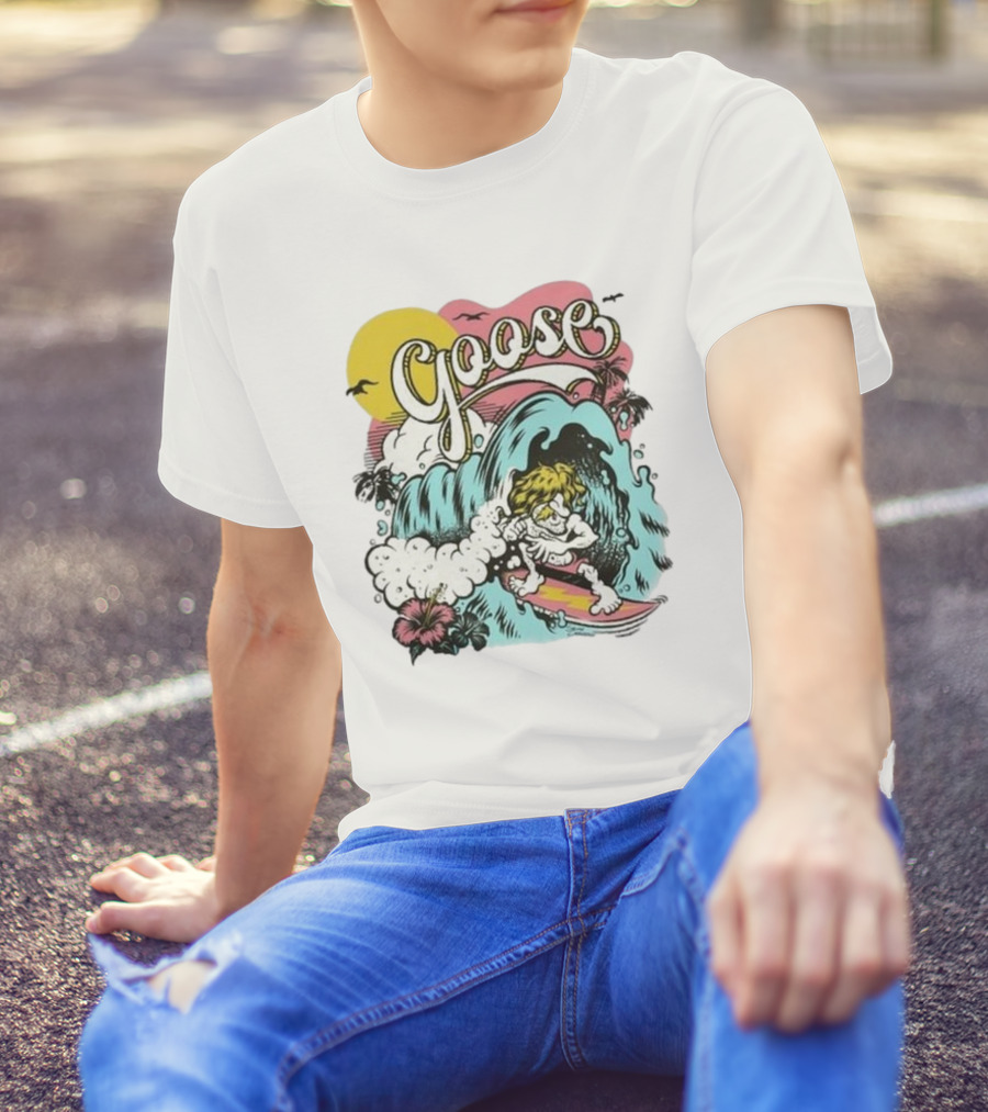 Goose San Diego Tour Surfing September 26 2024 California Waves And Palm Trees T-Shirt