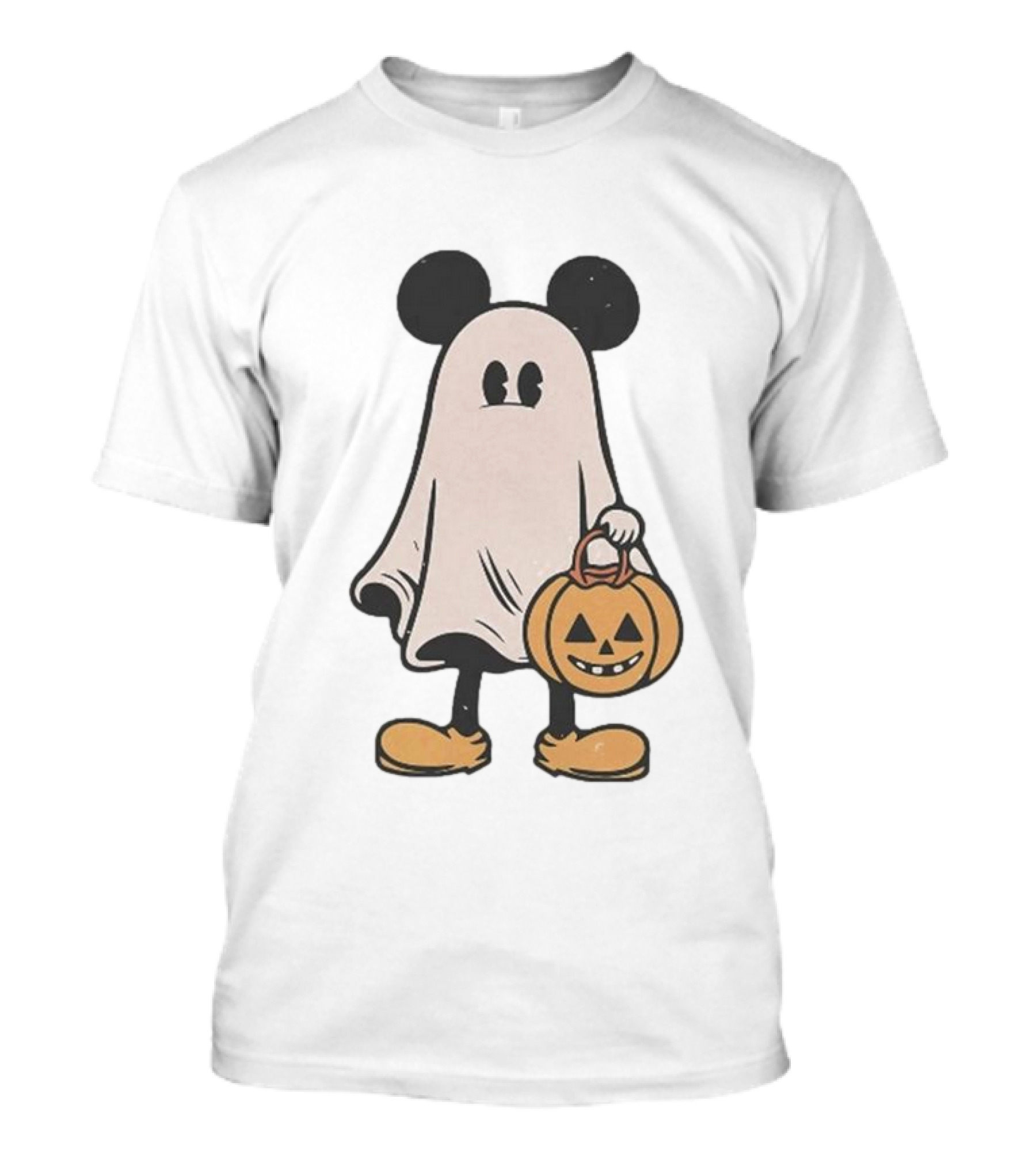 Minnie Mouse Halloween Ghost Costume With Pumpkin Trick-or-Treat Basket T-Shirt
