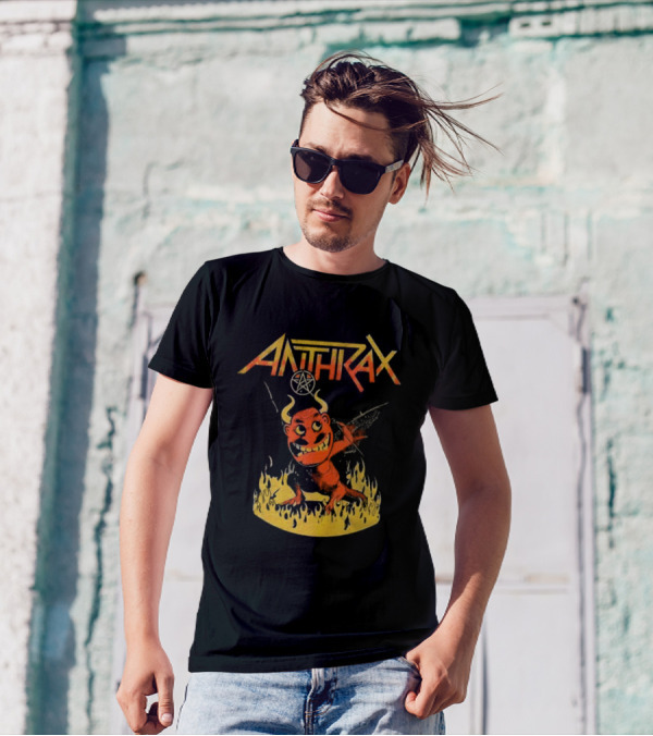 Anthrax Devil With Guitar In Flames T-Shirt