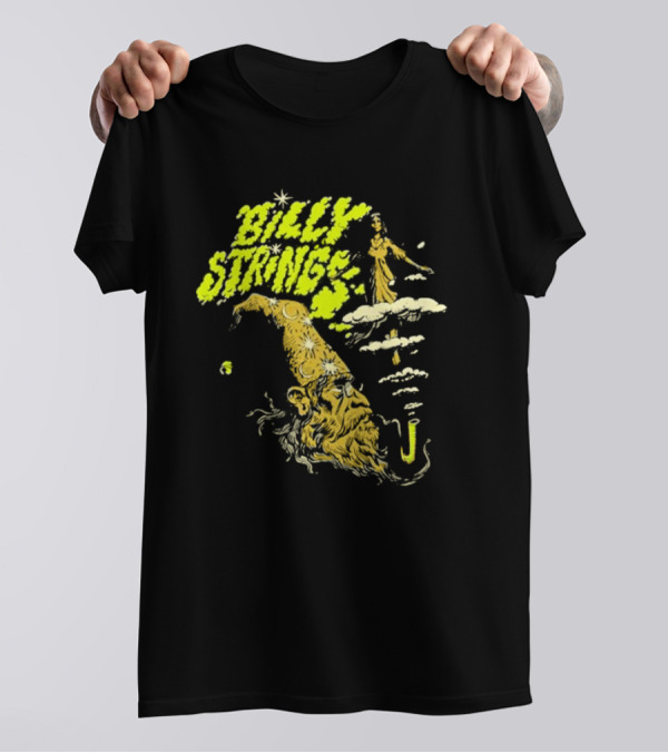 BILLY STRINGS Green Wizard Head Cloud Woman Fantasy Image T-Shirt