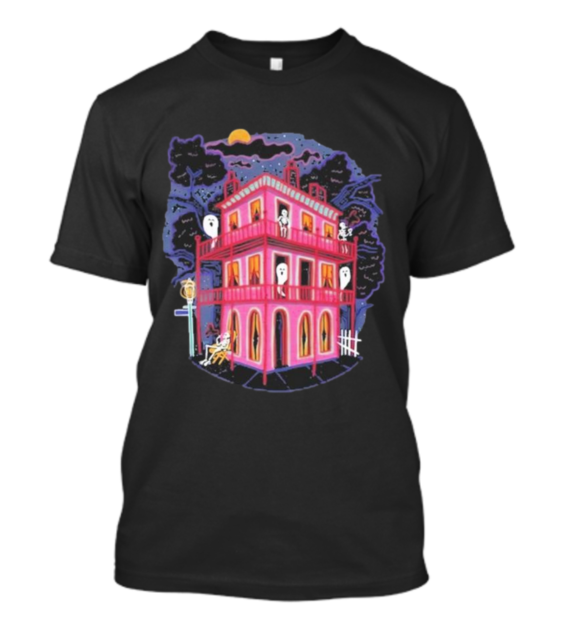 Haunted House With Ghosts On Halloween Night In New Orleans T-Shirt