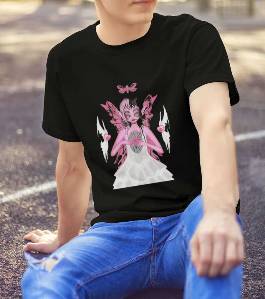 Melanie Martinez Portals Heart Pink Winged Character With Moth And Eyes T-Shirt