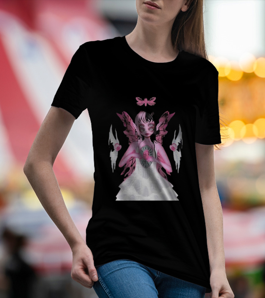 Melanie Martinez Portals Heart Pink Winged Character With Moth And Eyes T-Shirt