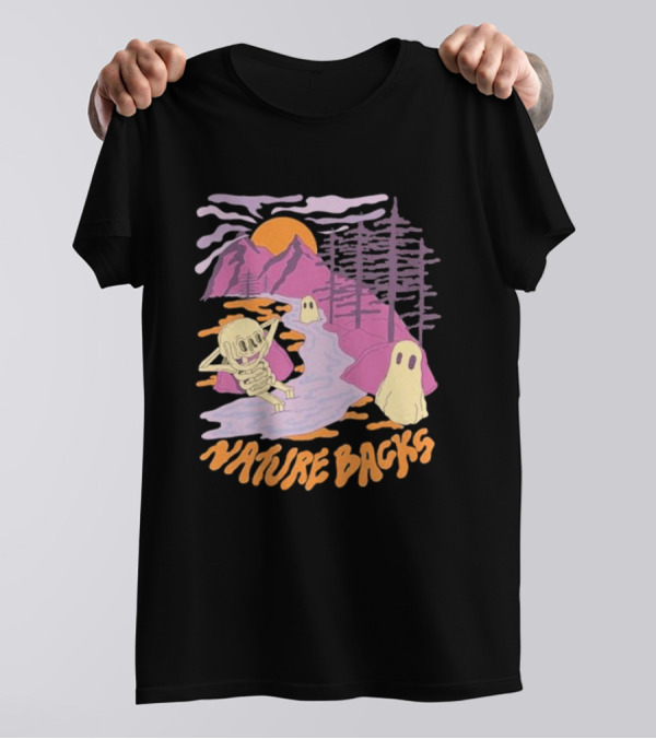 Nature Backs Sleepy Hollow Skeleton And Ghosts By Mountains And Forests T-Shirt