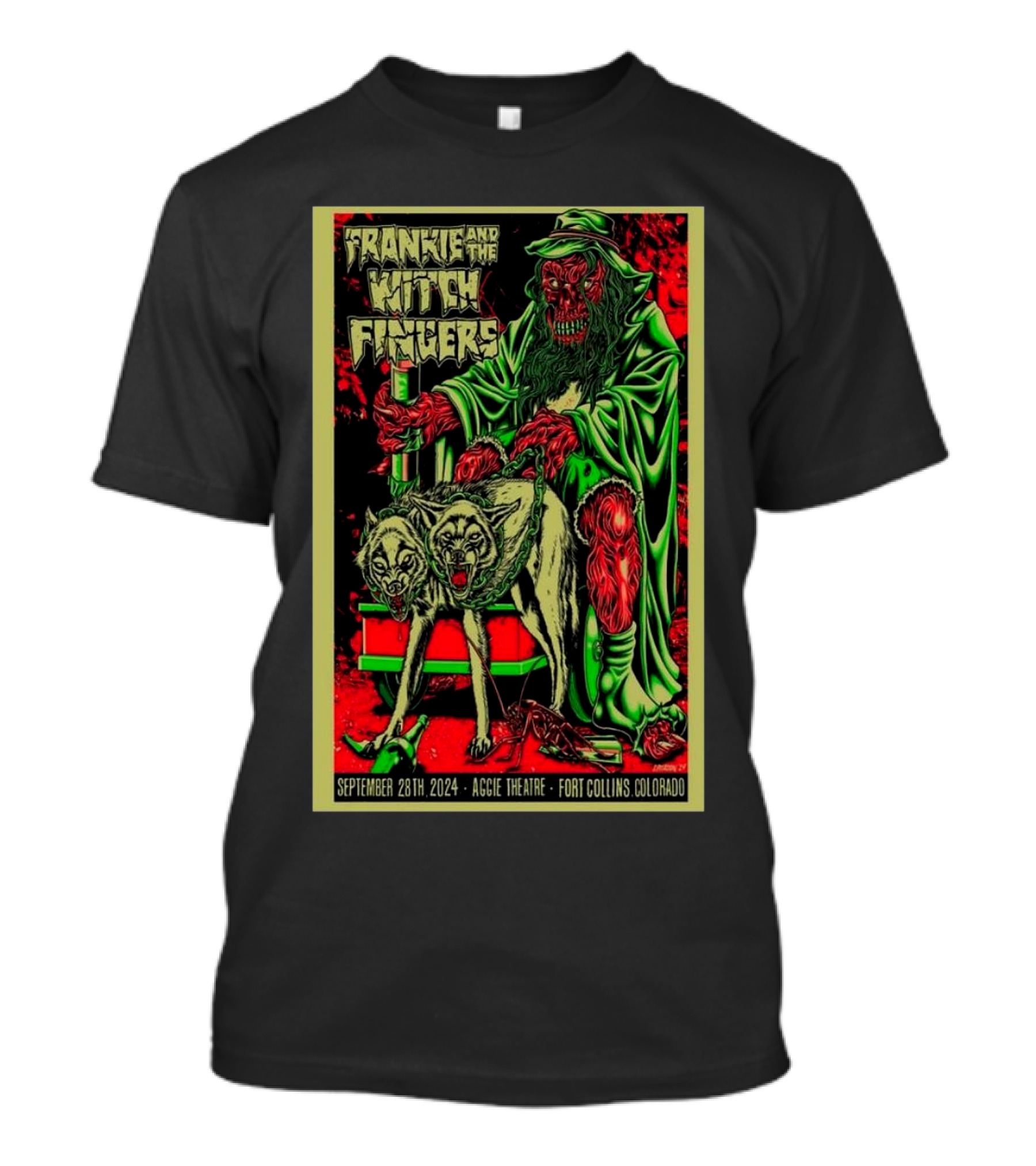 Frankie And The Witch Fingers September 28 2024 Aggie Theatre Fort Collins CO Zombie Witch Wolves T-Shirt