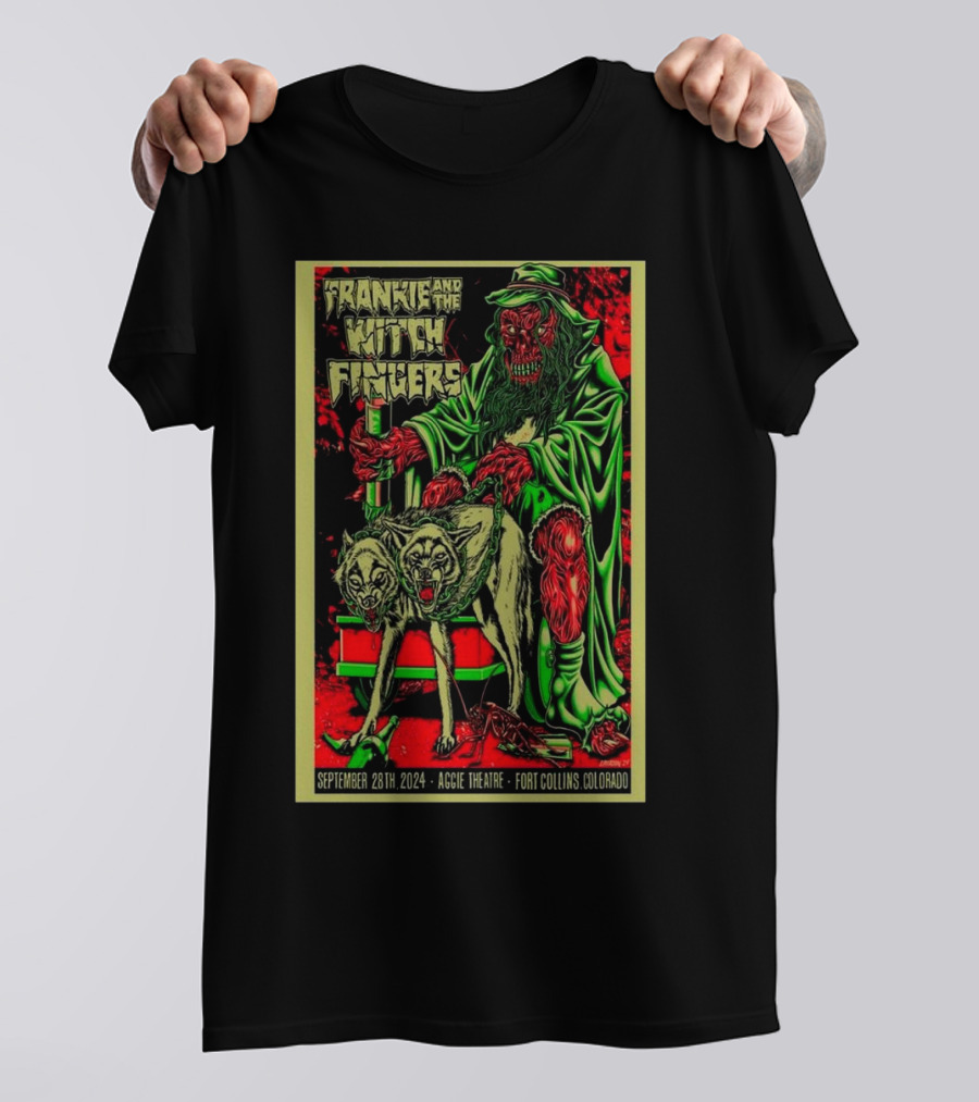 Frankie And The Witch Fingers September 28 2024 Aggie Theatre Fort Collins CO Zombie Witch Wolves T-Shirt