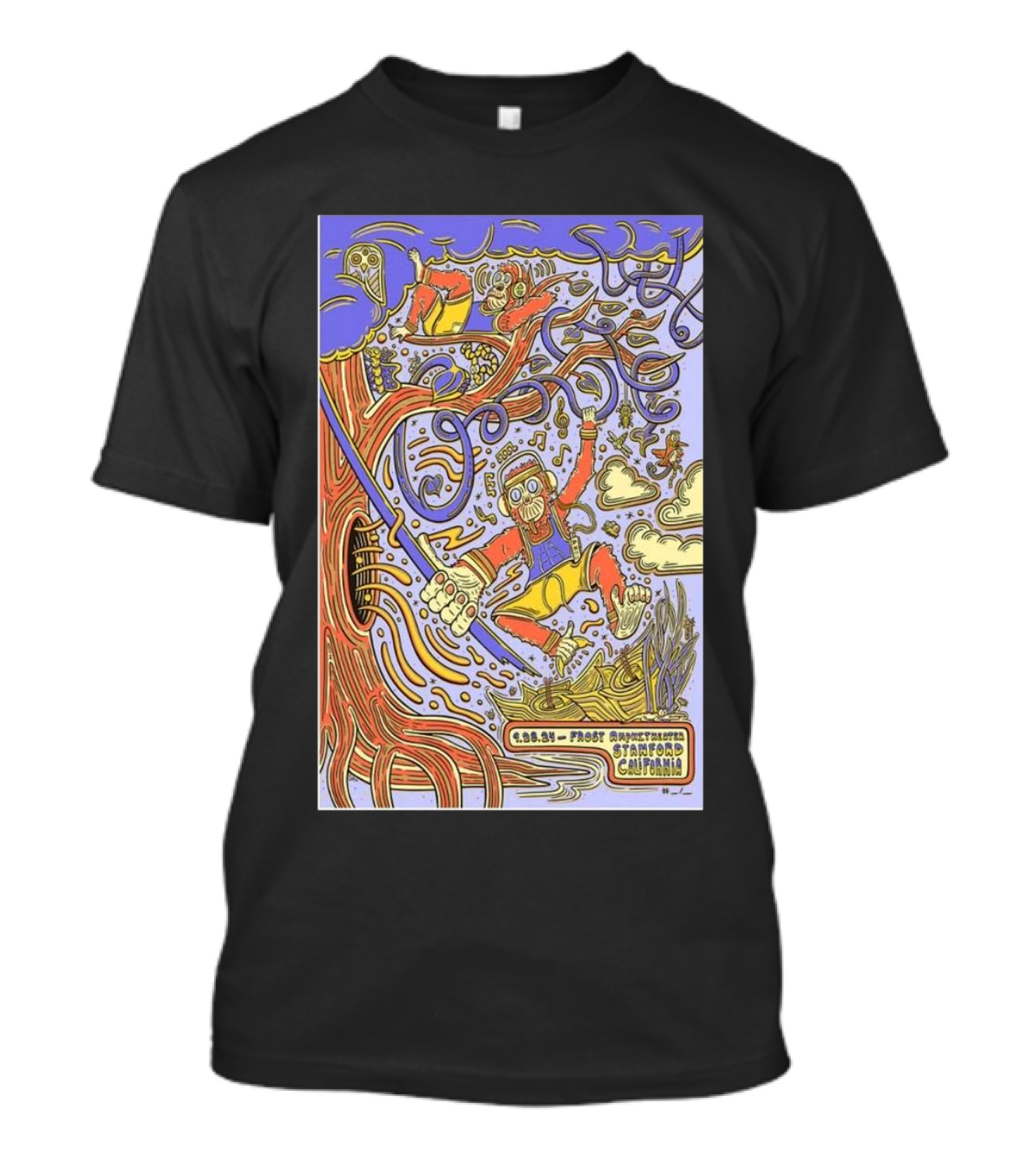 Goose Concert 2024 Frost Amphitheater Stanford California Trippy Tree Skeleton T-Shirt
