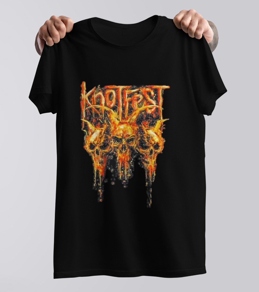 Knotfest Iowa 2024 Fire Dripping Skulls Event T-Shirt