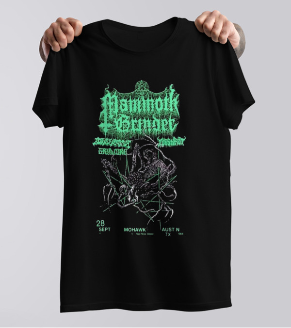 Mammoth Grinder 28 Sept Mohawk Austin TX 2024 Tour With 200 Stab Wounds And Fugitive T-Shirt
