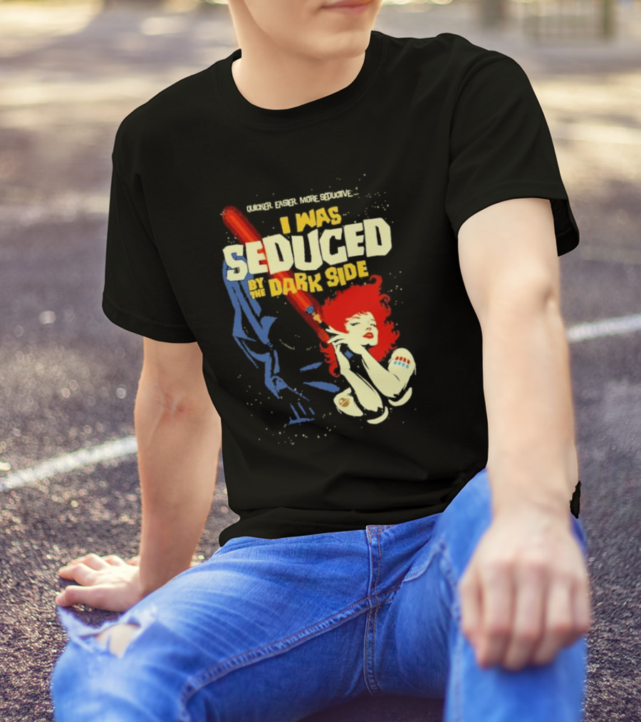 Quicker Easier More Seductive I Was Seduced By The Dark Side With Redhead Holding Lightsaber T-Shirt