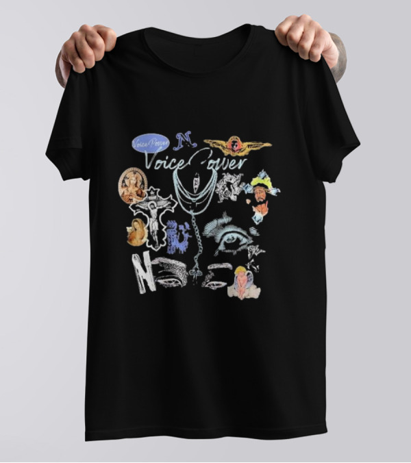 Voice Power N Religious Imagery Cross Eye Wings Black T-Shirt
