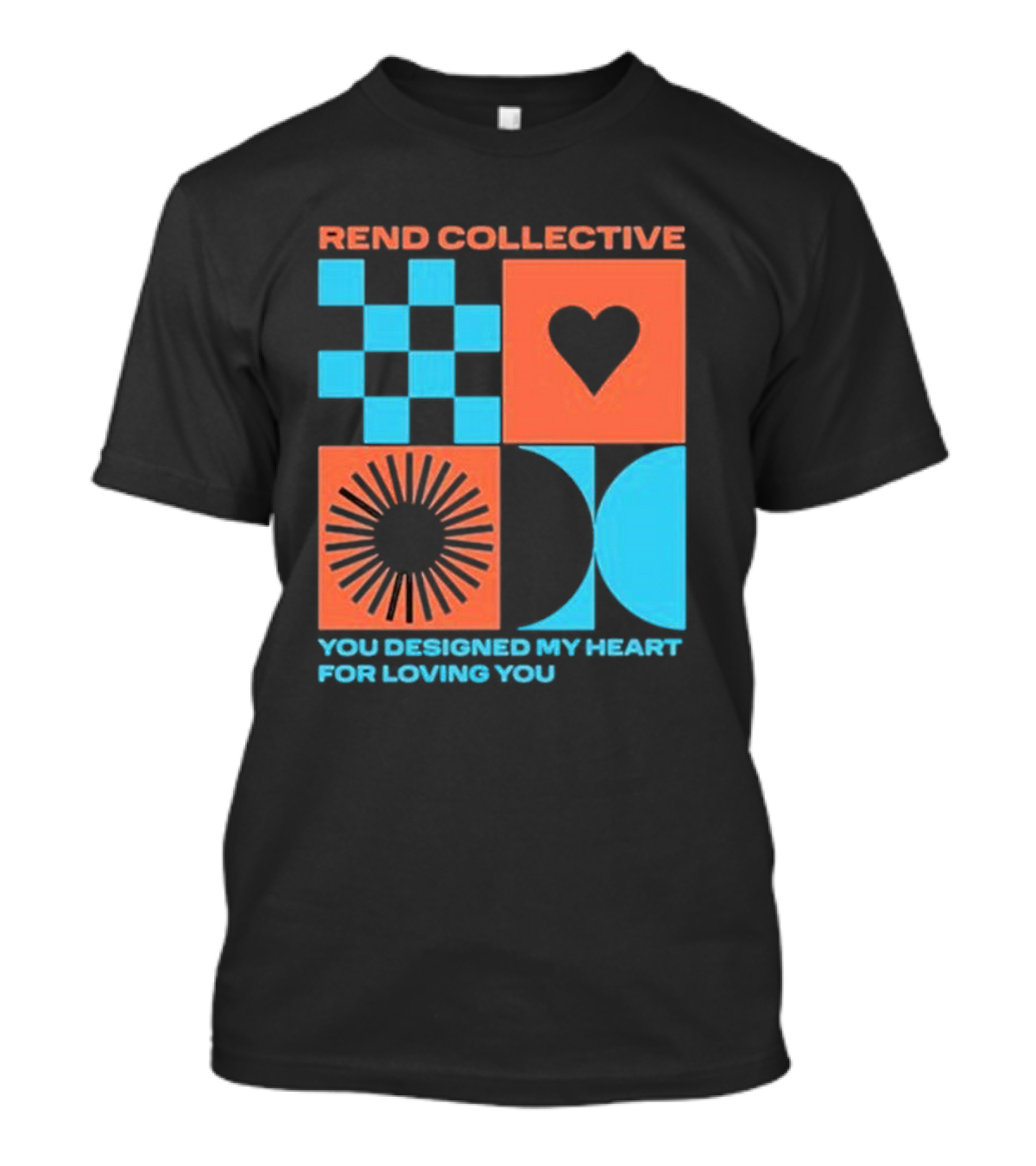 Rend Collective You Designed My Heart For Loving You Checkerboard Heart Sunburst Geometric T-Shirt