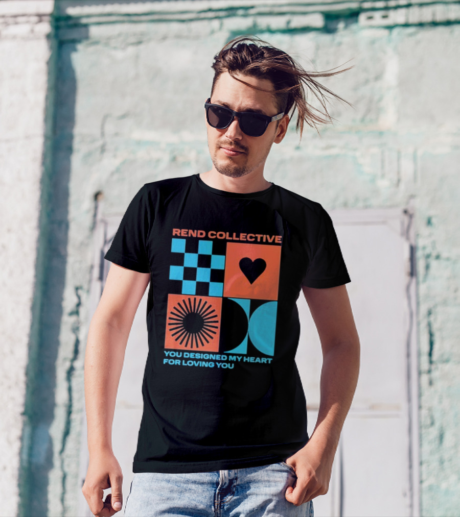 Rend Collective You Designed My Heart For Loving You Checkerboard Heart Sunburst Geometric T-Shirt