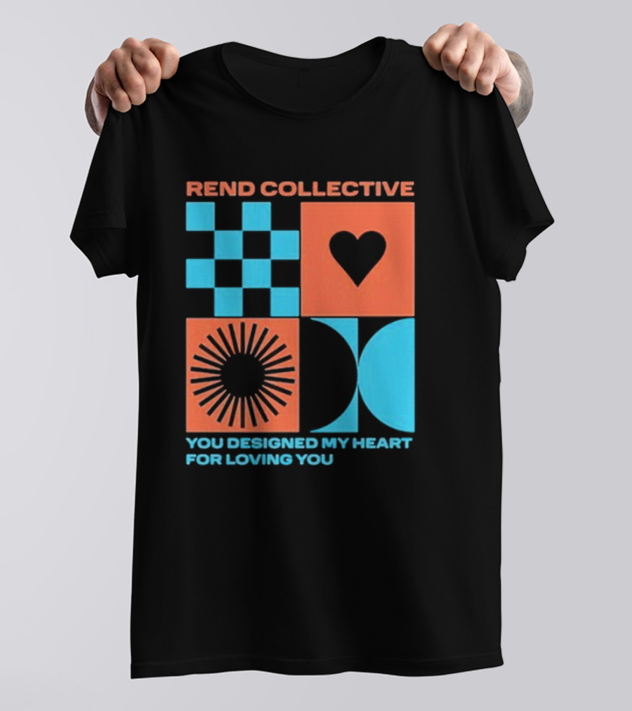 Rend Collective You Designed My Heart For Loving You Checkerboard Heart Sunburst Geometric T-Shirt