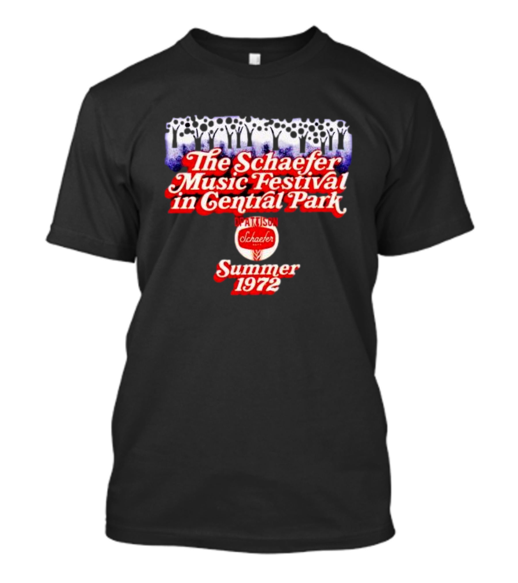 The Schaefer Music Festival In Central Park Pattison Schaefer Summer 1972 Scenic Trees T-Shirt