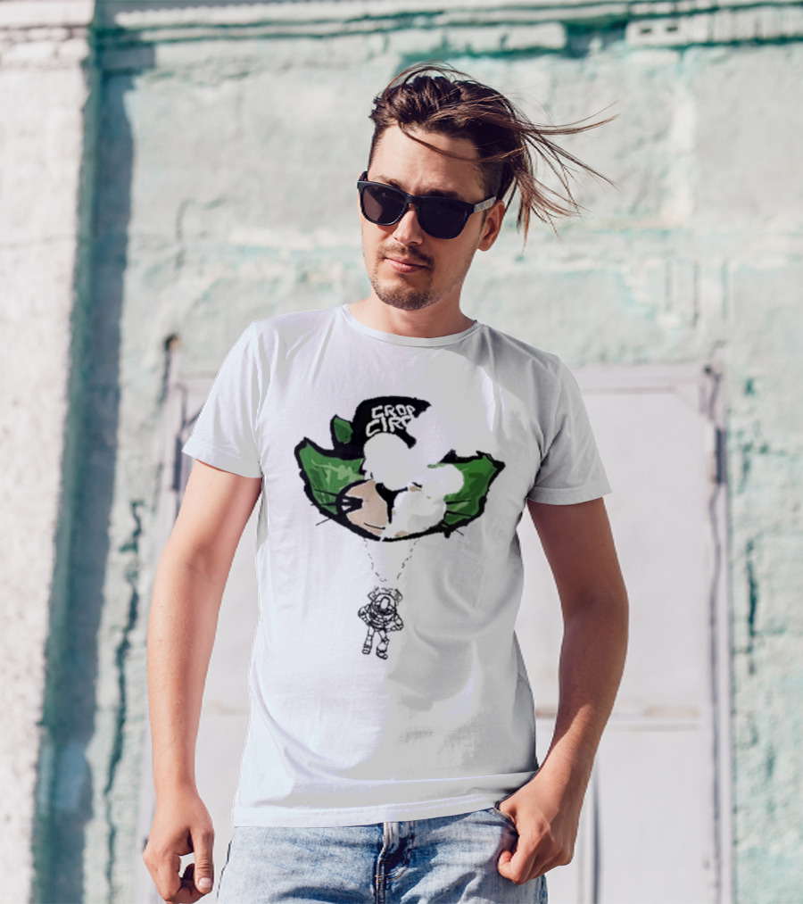 Crop City Astronaut Cat Parachute Puff Print T-Shirt