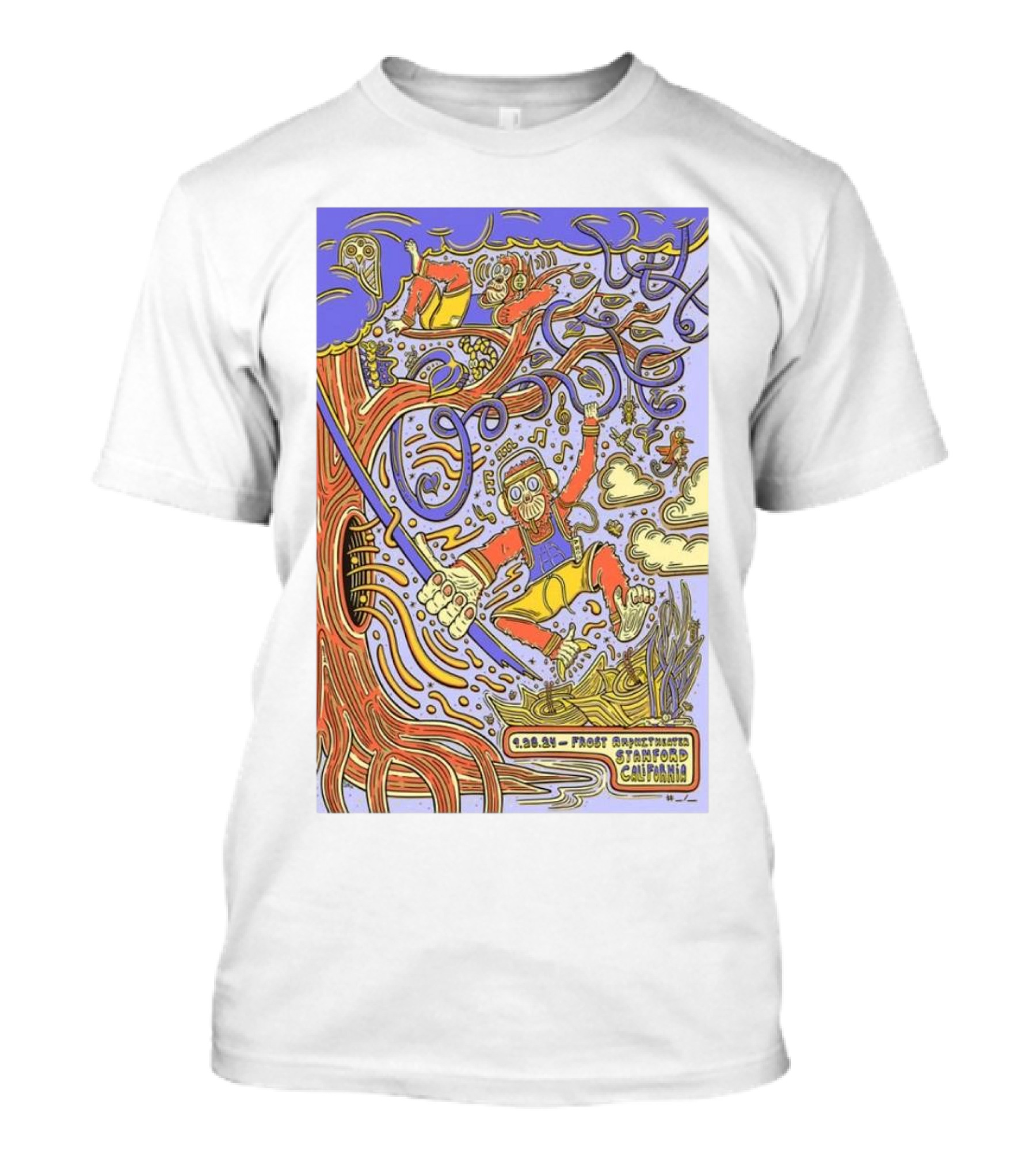 Goose September 28 2024 Frost Amphitheater Stanford California Psychedelic Tree Surfer T-Shirt