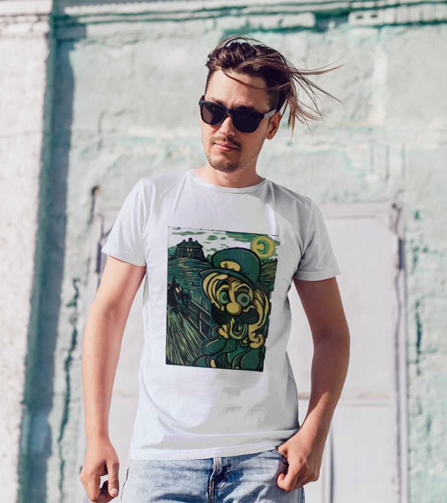 Haunting Grounds Jaimonster Luigi Scream Van Gogh Starry Night T-Shirt