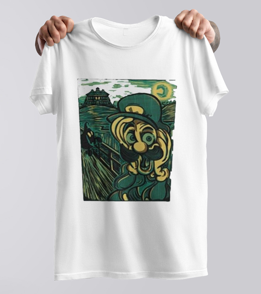 Haunting Grounds Jaimonster Luigi Scream Van Gogh Starry Night T-Shirt