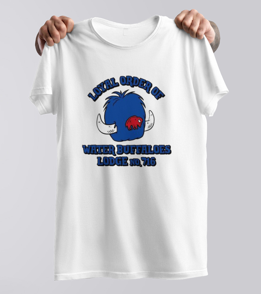 Loyal Order Of Water Buffaloes Lodge No 716 Blue Buffalo Icon Red Emblem T-Shirt