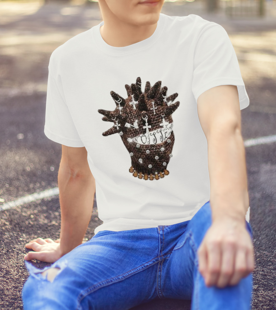 Unique Knitted Hood Spiked Viking Cross Decorated T-Shirt