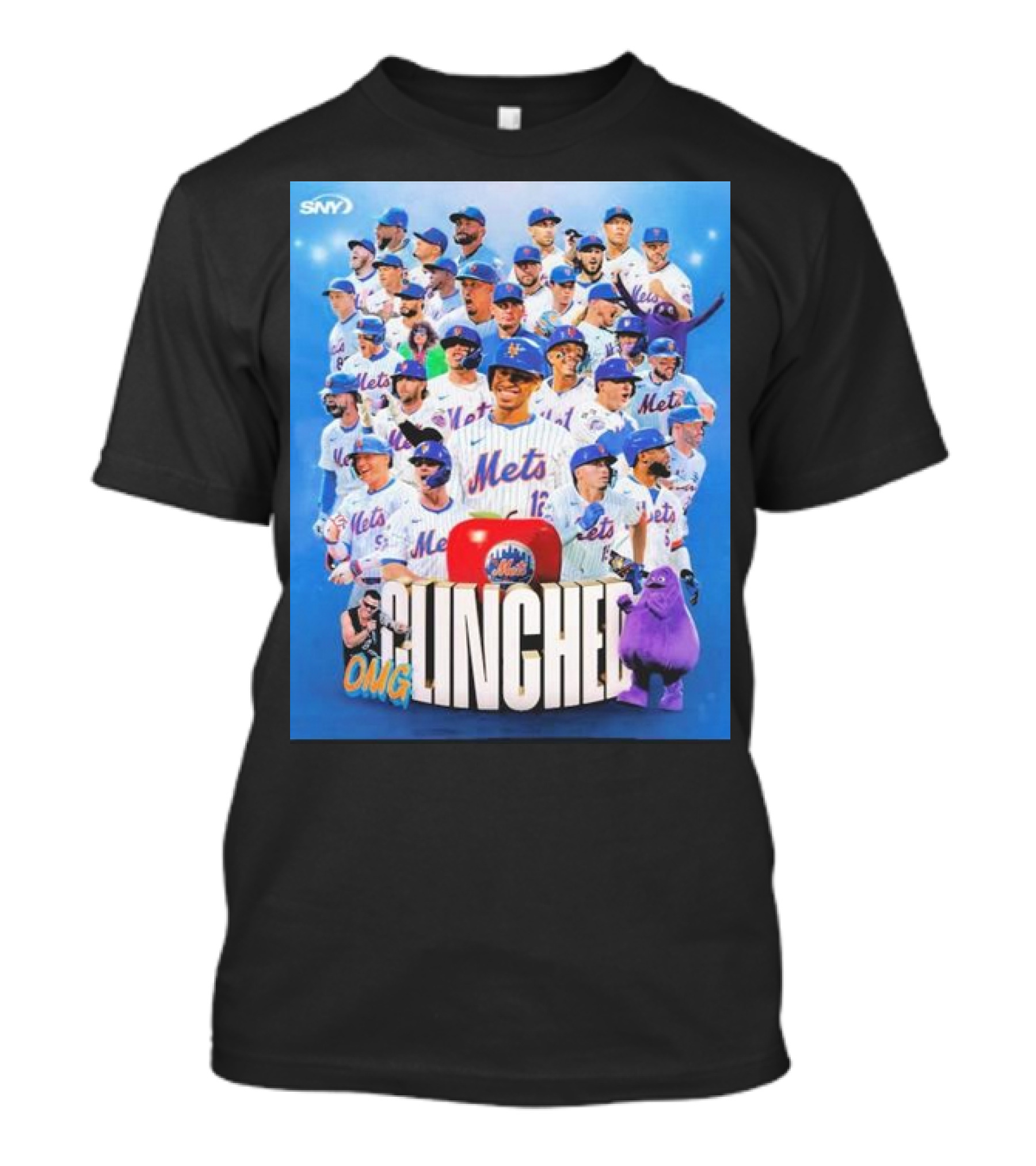 OMG Mets 2024 Clinched Celebration Featuring Team Players And Mascot T-Shirt
