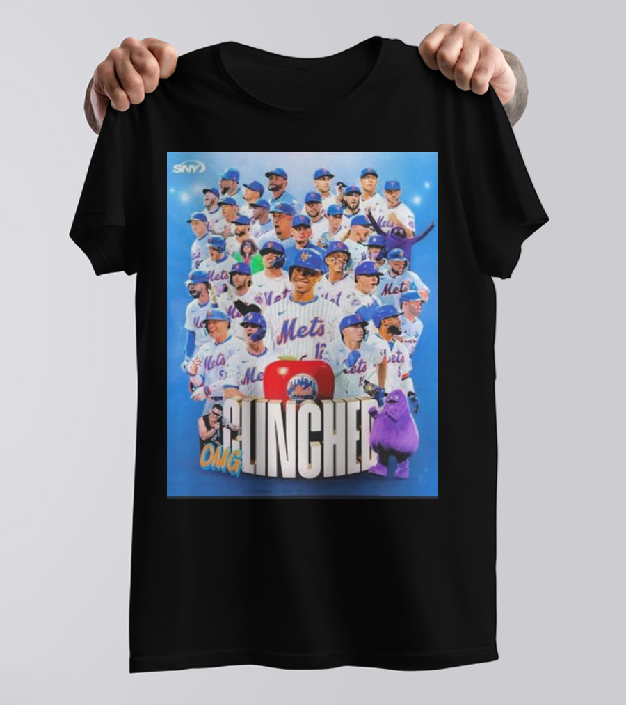 OMG Mets 2024 Clinched Celebration Featuring Team Players And Mascot T-Shirt