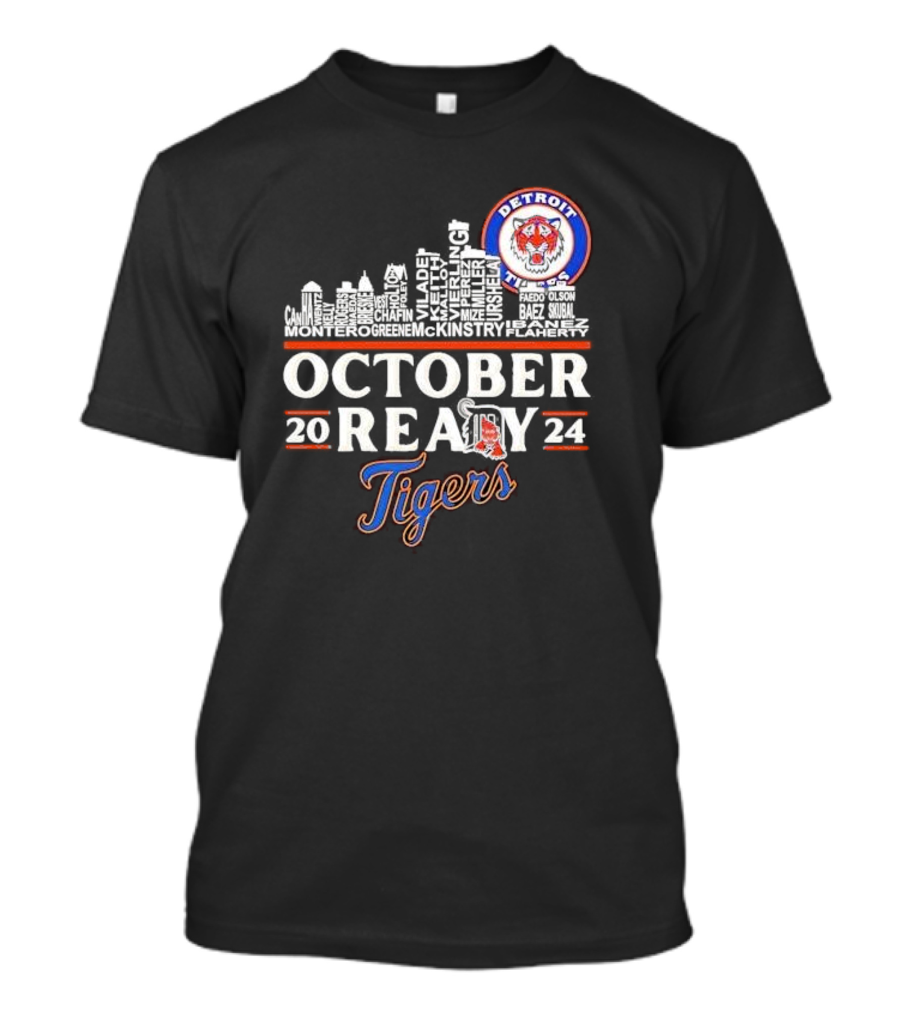 Detroit Tigers October Ready 2024 Skyline Names City T-Shirt
