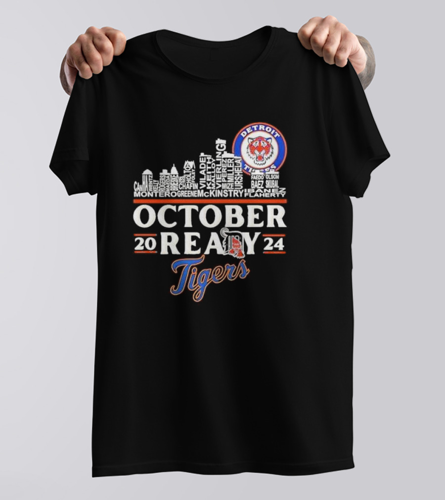 Detroit Tigers October Ready 2024 Skyline Names City T-Shirt