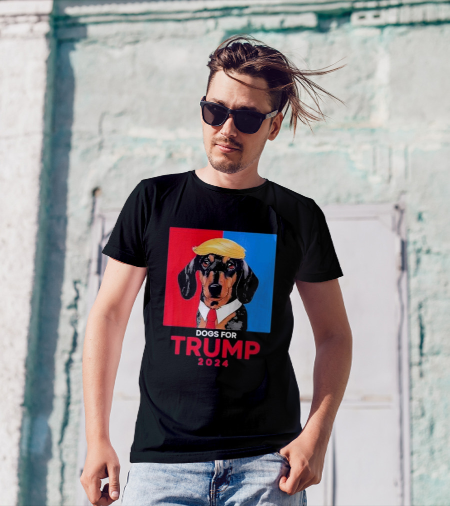 Dogs For Trump 2024 Trump Vance Dog In Red And Blue T-Shirt