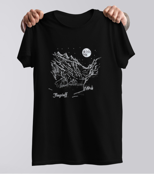Flagstaff Moonlit Mountain Scene Skiers T-Shirt